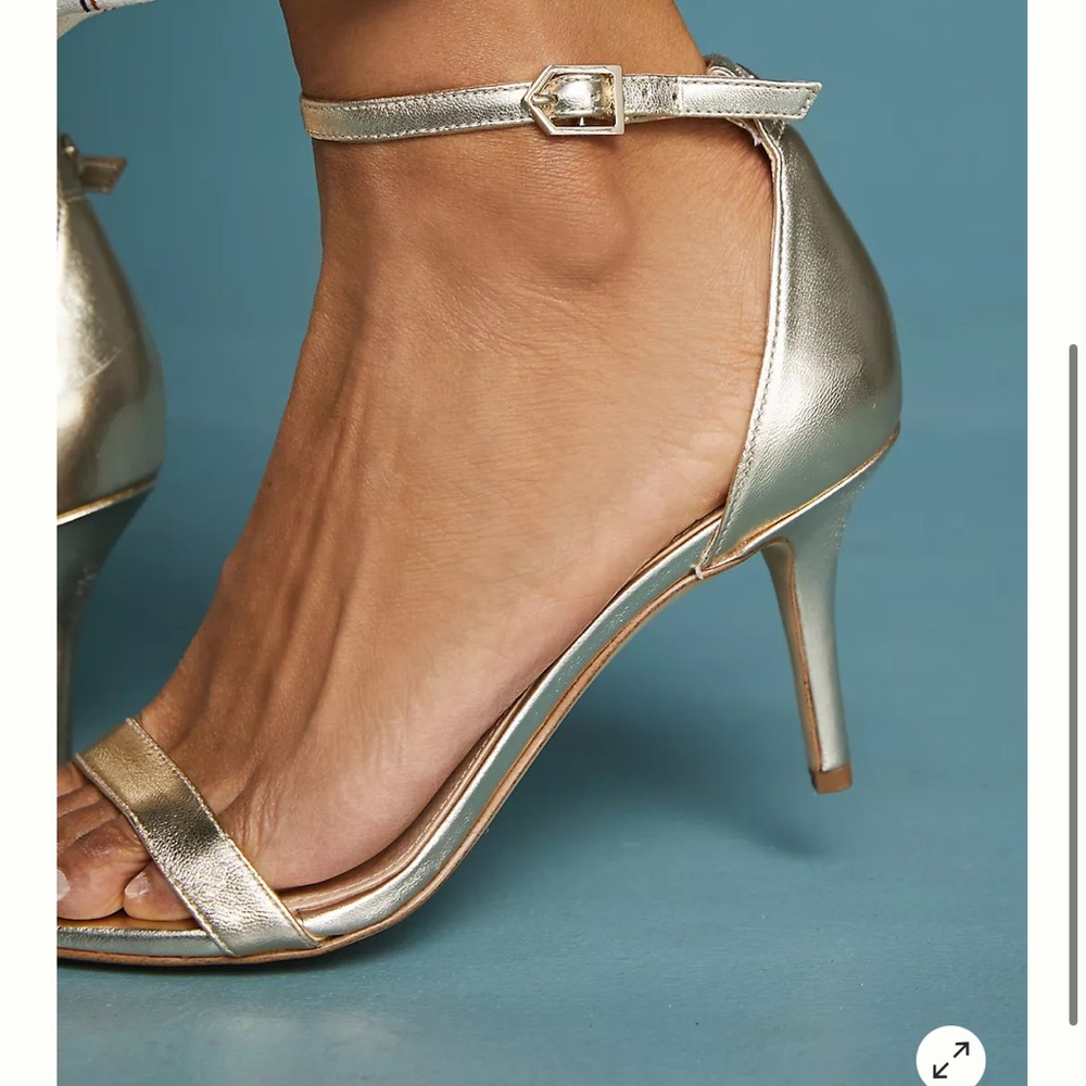 Sam Edelman Patti gold ankle strap heels. Size 8
